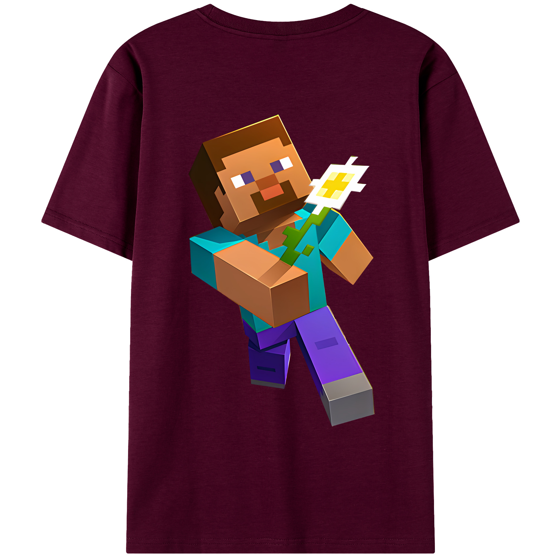 （画像用） マインクラフト ブロックの世界 Minecraft MC Block world レディース半袖Tシャツ(バックプリント)